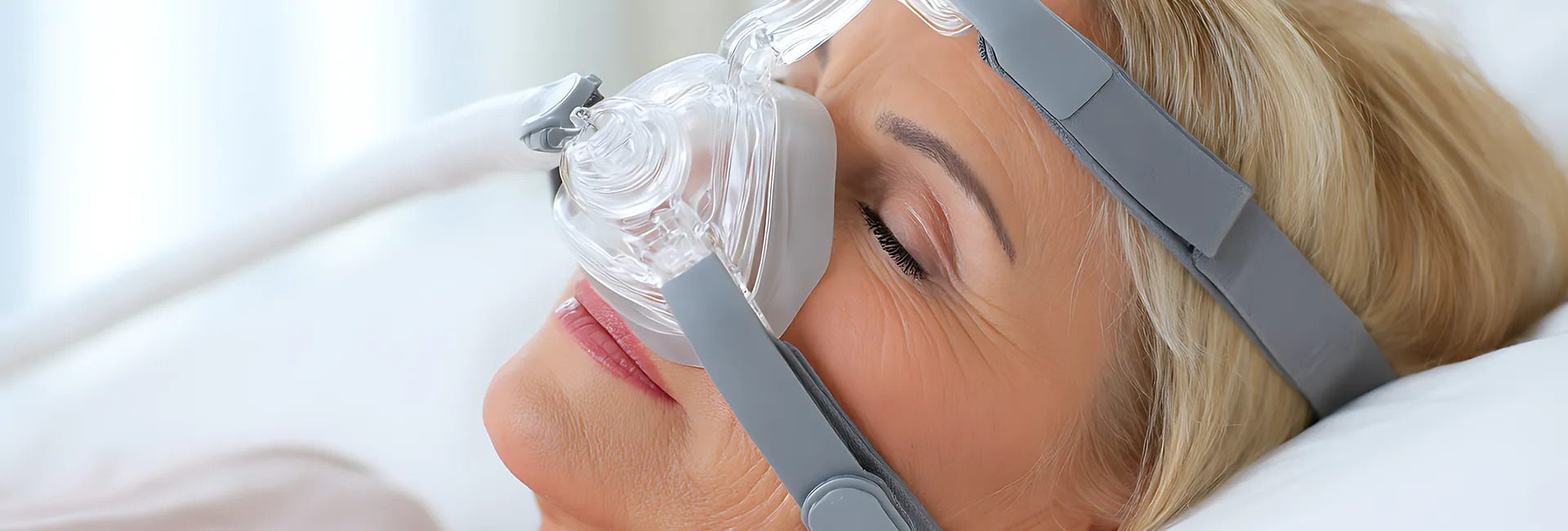 Woman sleeping comfortably after TMJ and sleep apnea treatment